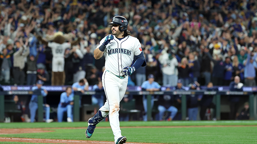 Seattle Mariners Eugenio Suarez grand slam ALCS Game 5 Toronto Blue Jays 2025...