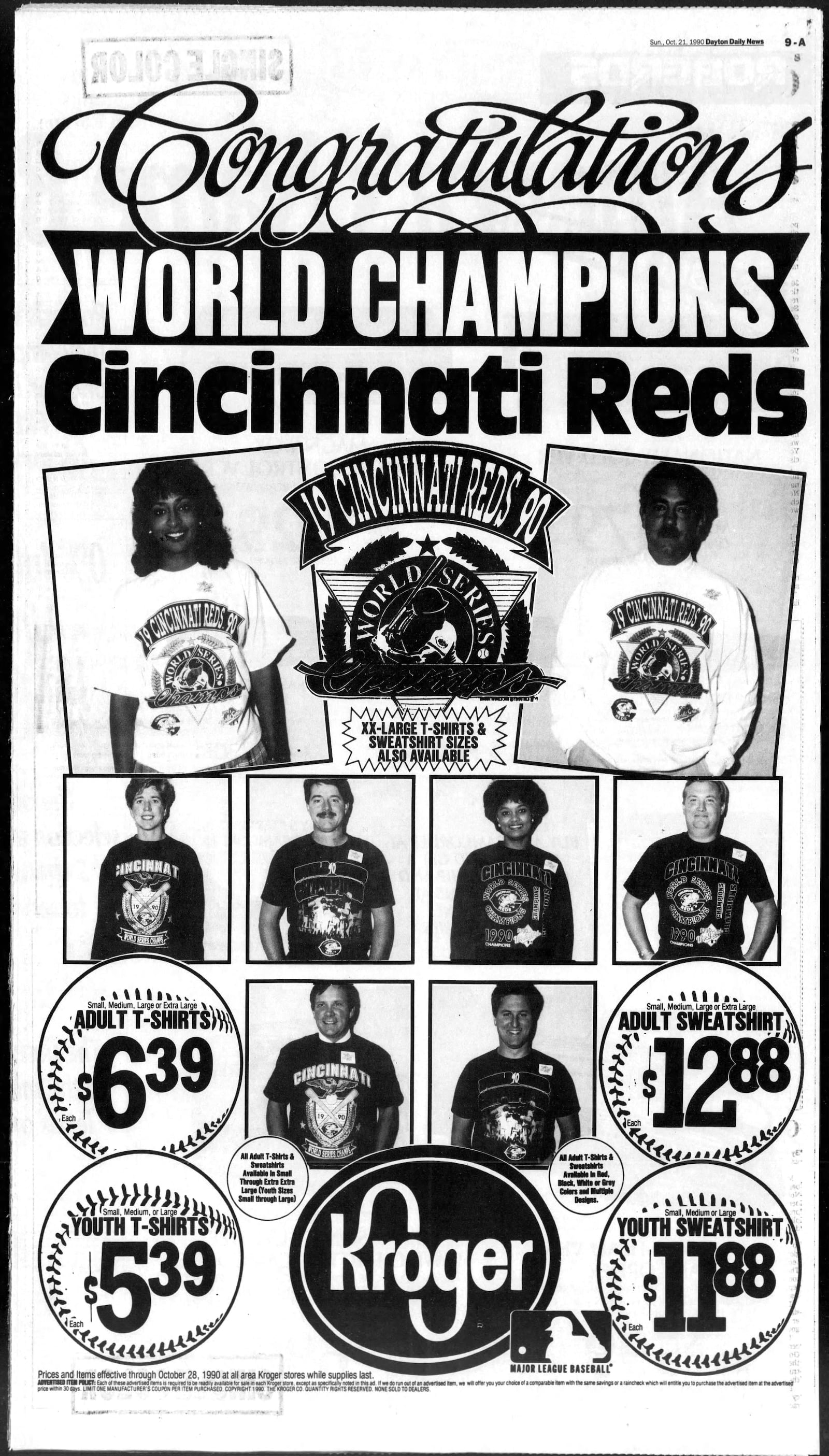Following the World Series, advertisements for Cincinnati Reds related items filled full pages in the Dayton Daily News. DAYTON DAILY NEWS ARCHIVES