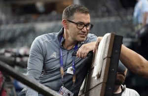 Oct 27, 2023; Arlington, TX, USA; Arizona Diamondbacks senior vice president and assistant general manager Amiel Sawdaye before game one of the 2023 World Series against the Texas Rangers at Globe Life Field. Mandatory Credit: Raymond Carlin III-USA TODAY SportsD-Backs