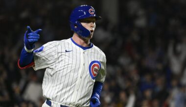 Chicago Cubs outfielder Pete Crow-Armstrong (4) runs after he hits a two run home run during the fifth inning against the Los Angeles Dodgers at Wrigley Field