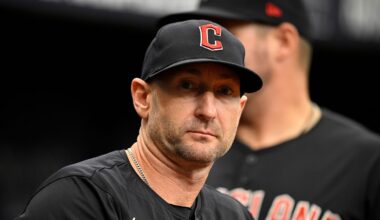 Cleveland Guardians bench coach Craig Albernaz looks on from the dugout before a baseball game against the Tampa Bay Rays, July 14, 2024, in St. Petersburg, Fla. (AP Photo/Phelan M. Ebenhack, File)