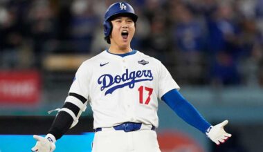 Shohei Ohtani homered twice and tied a 119-year-old major league record with four extra-base hits in Game 3 of the World Series, putting on yet another historic postseason show at Dodger Stadium