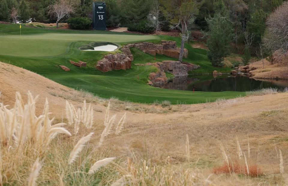 The 13th hole for The Showdown: McIlroy and Scheffler v DeChambeau and Koepka at Shadow Creek Golf Course on December 16, 2024 in Las Vegas, Nevada.