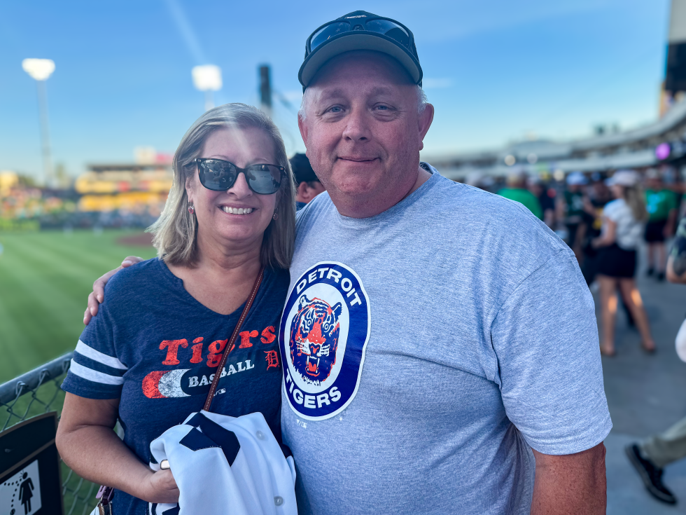Detroit Tigers fan Scott McKenzie, who along with his wife Joann traveled from their home in Las Vegas to attend all three games for the late August Tigers series.