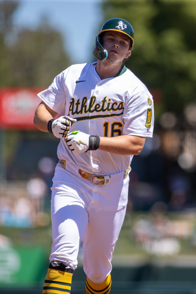 Kurtz, the A’s rookie 6-foot-5, 240-pound lefthanded hitting first baseman who embraced the nickname “The Big Amish,” given to him by his A’s teammates because of Kurtz’s hometown of Lancaster, Pa., which has a large Amish population. Kurtz highlighted each home with a “butter churning” celebration seen here while circling the bases.
