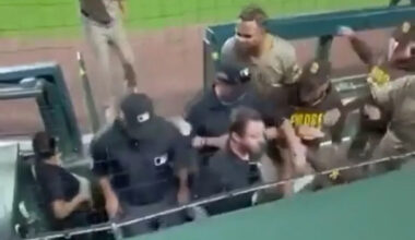 San Diego Padres confront umpires in wild scene after controversial call in ninth inning