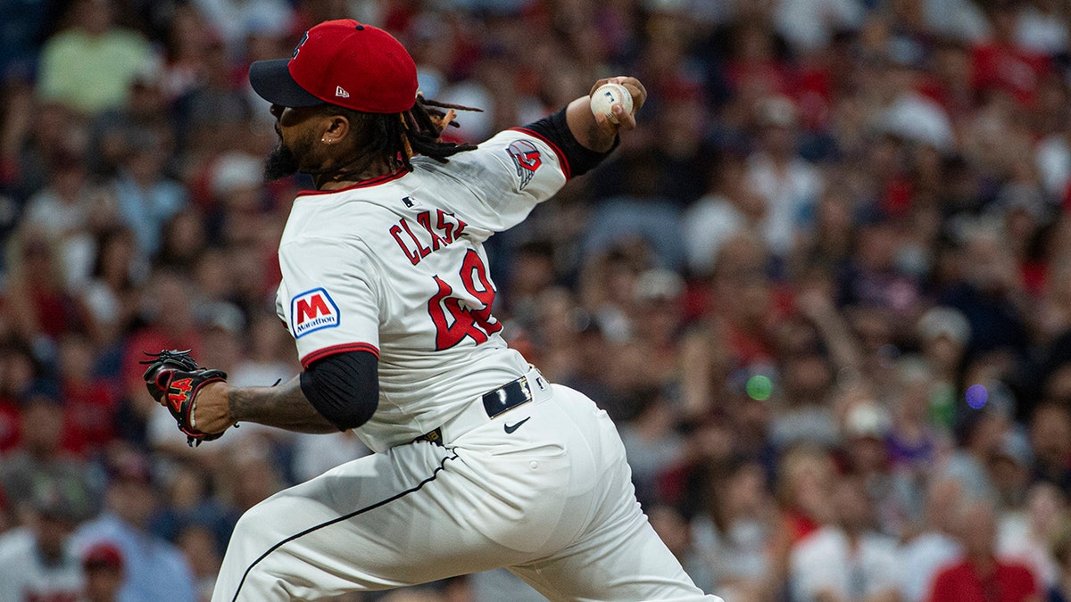 Emmaneul Clase throws a pitch