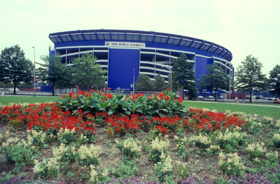 Exterior, general view of Shea Stadium before an MLB game with the New York Mets circa 1987