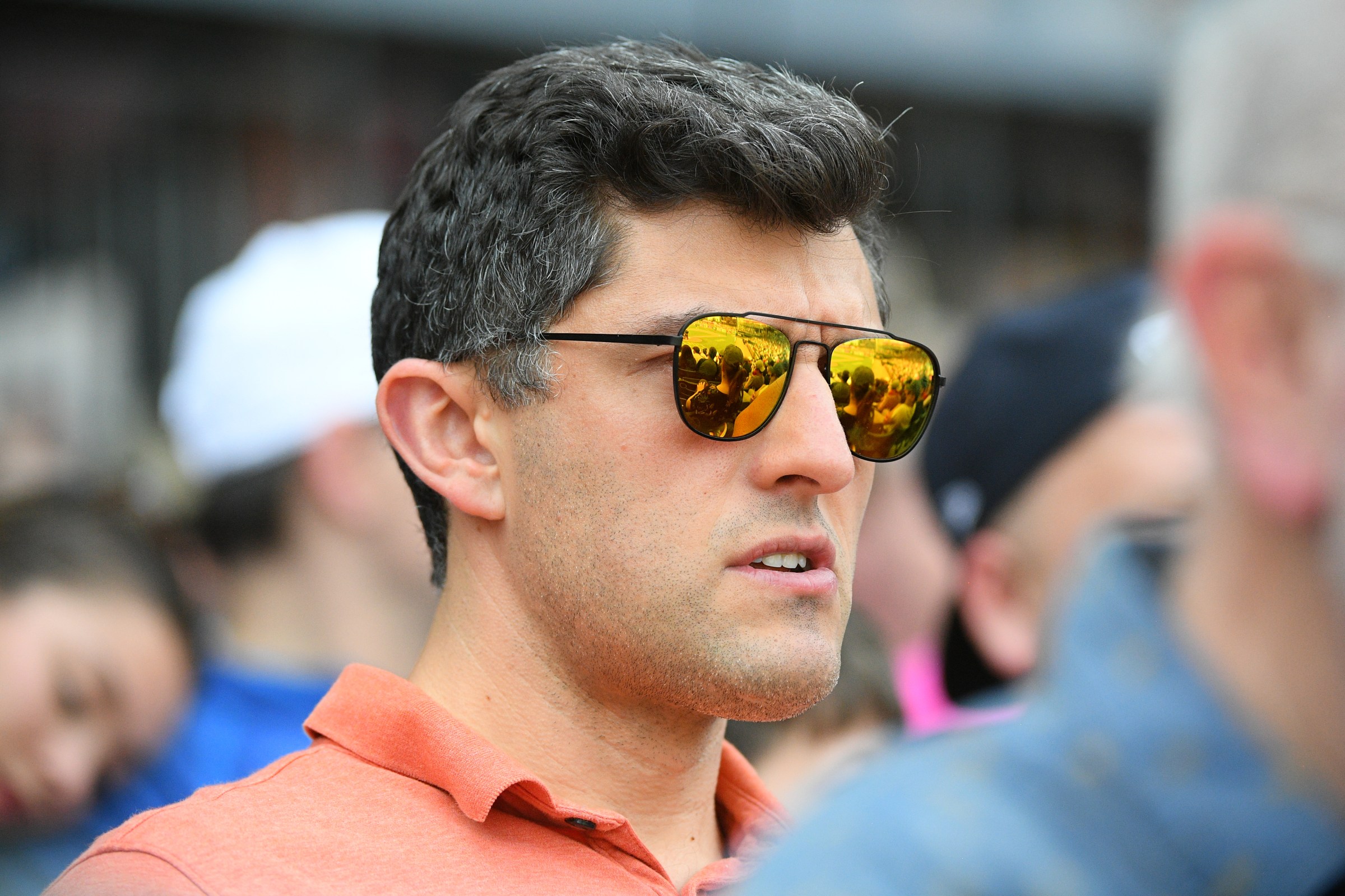 WORCESTER, MA - JUNE 11: Chaim Bloom, Chief Baseball Officer for the Boston Red Sox, watches an MiLB AAA International League game between the Rochester Red Wings and Worcester Red Sox on June 11, 2023, at Polar Park in Worcester, MA. The Worcester Red Sox paid homage to the Worcester Worcesters of the 1800s by wearing special “Worcester Ruby Legs” uniforms as part of MiLB’s “What If?” promotional series. (Photo by Erica Denhoff/Icon Sportswire via Getty Images)