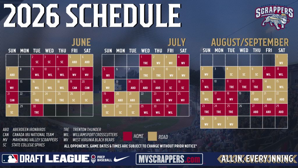 Scrappers & MLB Draft League Release 2026 Schedule