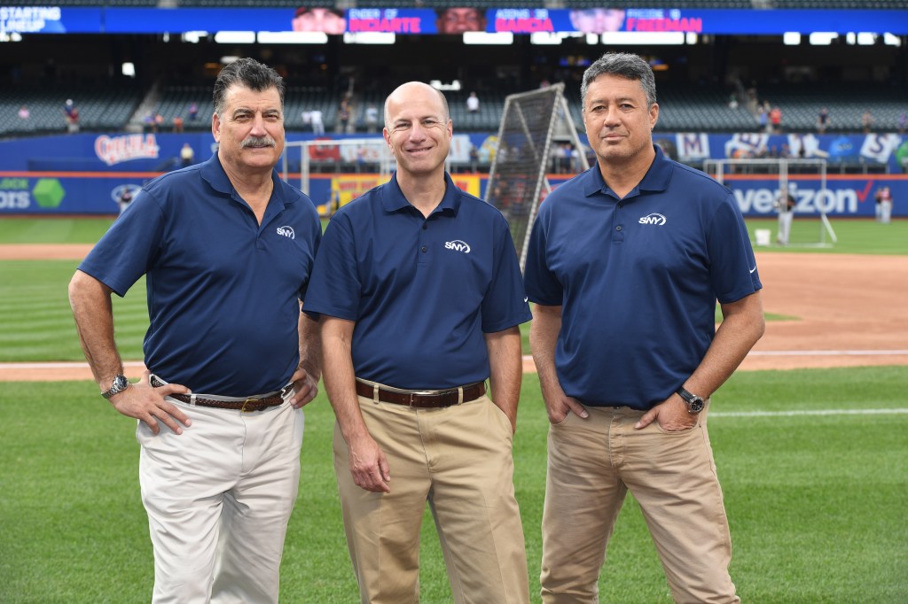 Mets SNY broadcast team of Ron Darling, Gary Cohen and Keith Hernandez.