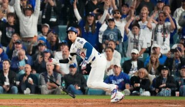 Shohei Ohtani homered twice and tied a 119-year-old major league record with four extra-base hits in Game 3 of the World Series, putting on yet another historic postseason show at Dodger Stadium