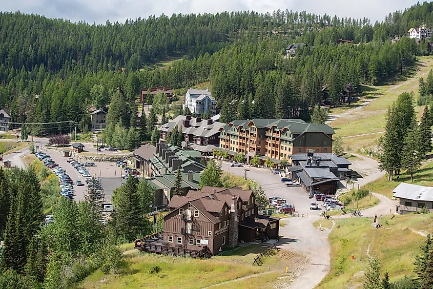 Aerial view of Whitefish Resort, Montana. 