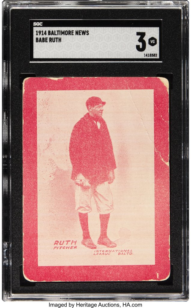 1914 Baltimore News Babe Ruth baseball card graded SGC 3 VG