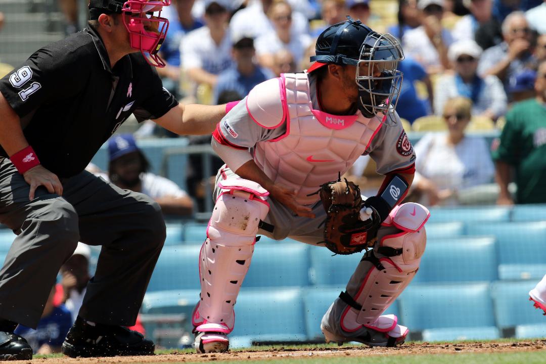 Baldwin High School graduate Kurt Suzuki, shown in this 2019 photo as a member of the Washington Nationals, is in line to become the manager of the Los Angeles Angels. ANDREW JACOBY photo