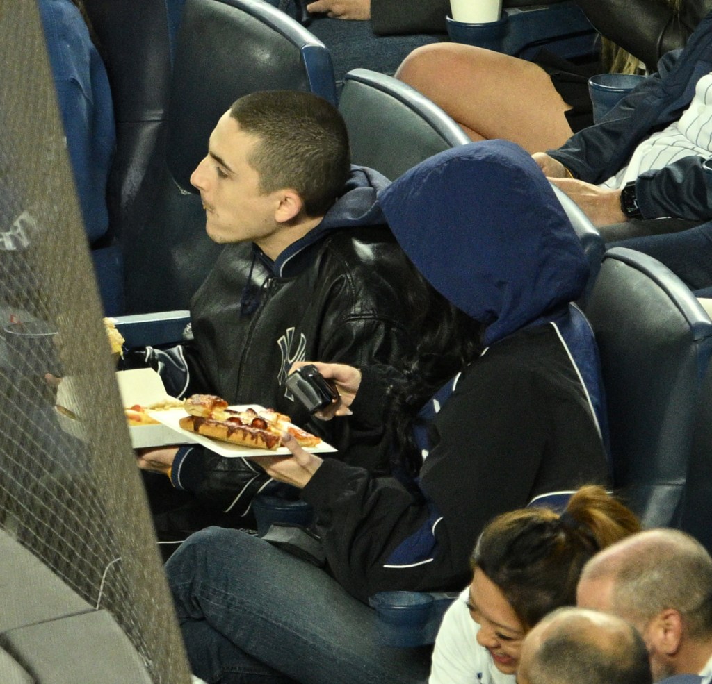 Kylie Jenner and Timothée Chalamet at the New York Yankees vs Toronto Blue Jays game.