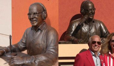 Statue honoring Reds icon Marty Brennaman damaged
