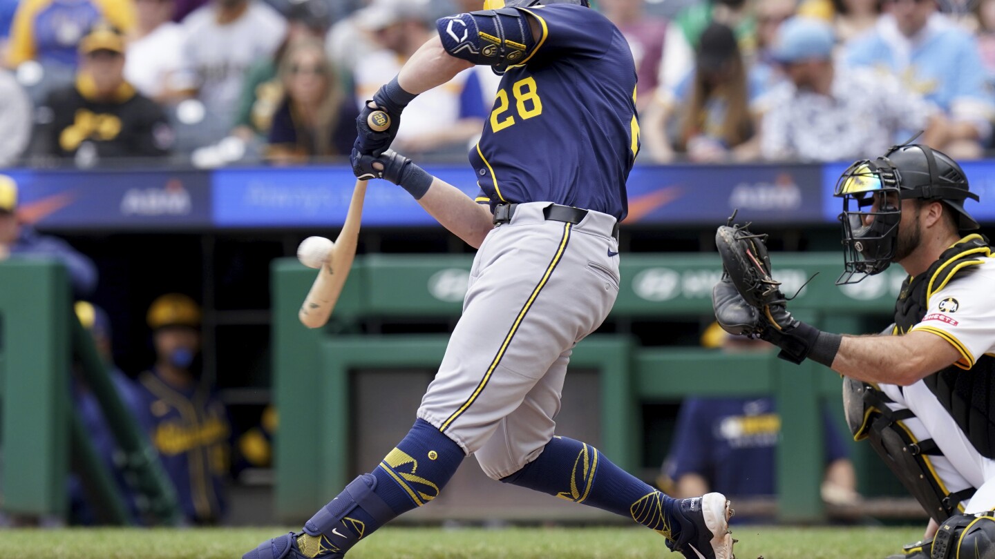 Vaughn has 4 hits, Misiorowski cruises as Brewers pounce on Pirates in 10-2 win for three-game sweep