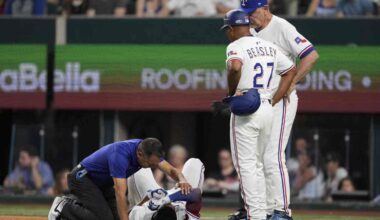 Marcus Semien hit in helmet early, stays in and has walk-off hit in 10th for Rangers vs. Braves