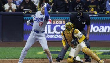 Shohei Ohtani takes rare on-field BP amid playoff slump, downplays impact of two-way role