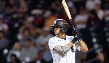 Nov 9, 2025; Mesa, AZ, USA; Chicago White Sox outfielder Braden Montgomery during the Arizona Fall League Fall Stars Game at Sloan Park. Mandatory Credit: Mark J. Rebilas-Imagn Images