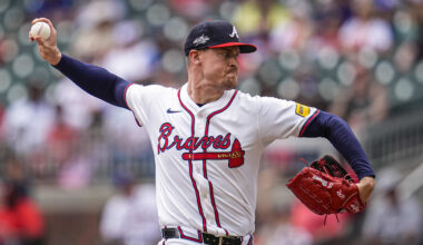 Jun 5, 2025; Cumberland, Georgia, USA; Atlanta Braves relief pitcher Scott Blewett (63) pitches against the Arizona Diamondbacks during the ninth inning at Truist Park. Mandatory Credit: Dale Zanine-Imagn Images
