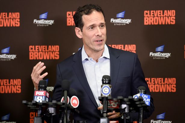 Paul DePodesta Cleveland Browns Chief Strategy Officer addresses the media after the Browns introduced Kevin Stefanski as the Browns new head coach on January 14, 2020 in Cleveland, Ohio. 