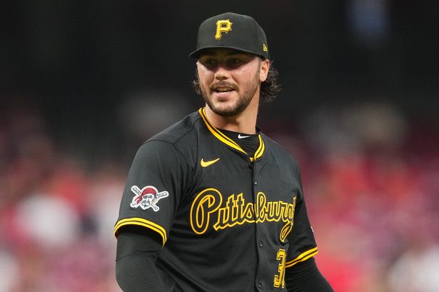 Paul Skenes stands on the mound during a game
