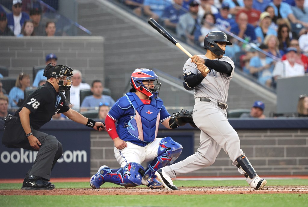 Trent Grisham of the New York Yankees singles.