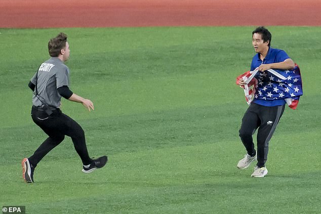 The invader appeared out of nowhere in the bottom of the sixth inning at the Rogers Centre