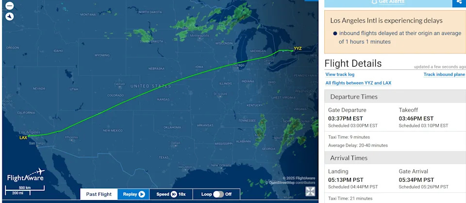 Dodgers flight home from Toronto