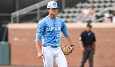 Carter French (18) after his three-run triple.