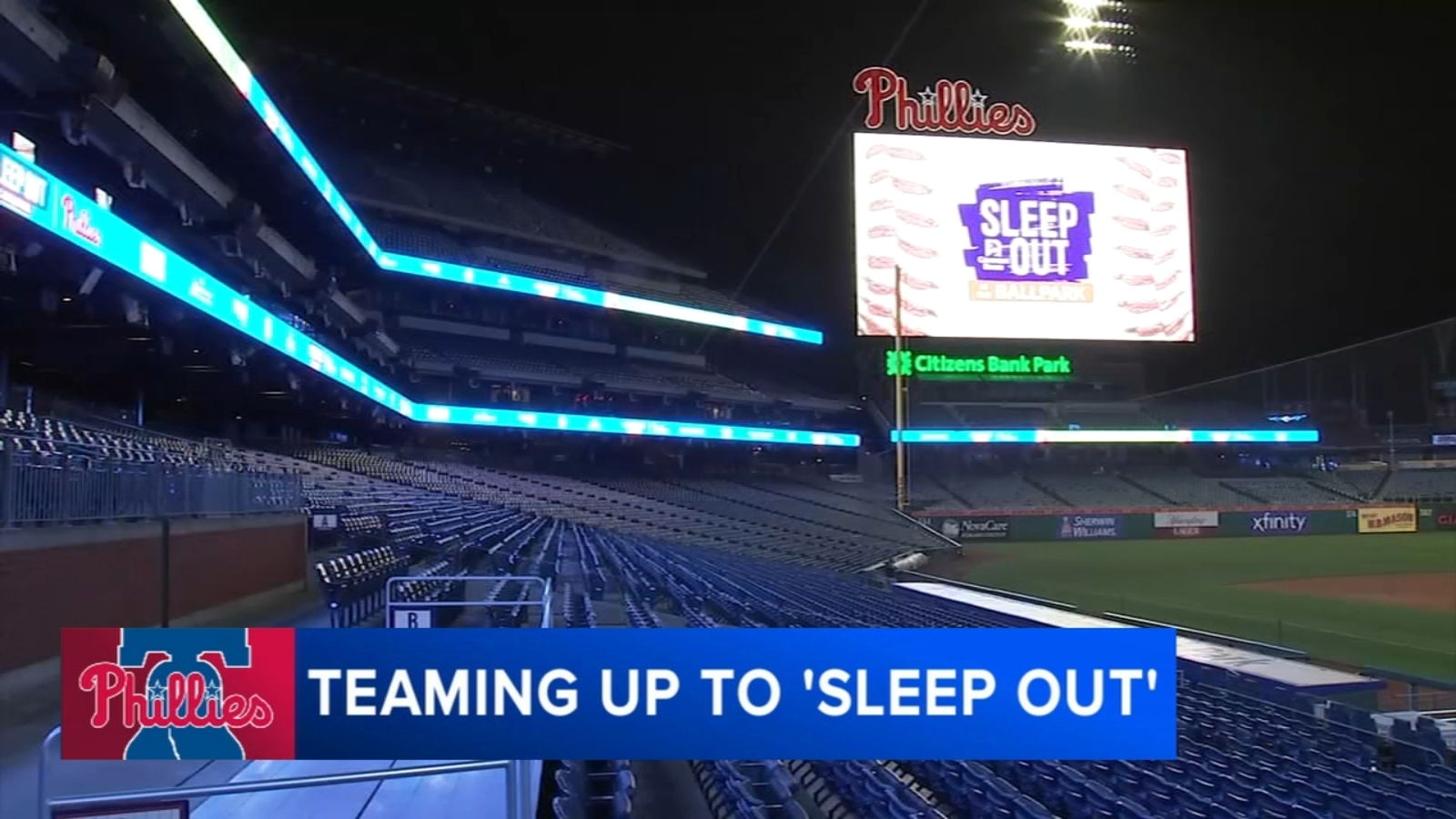 Phillies hosts first-ever "Sleep Out" event at Citizens Bank Park, raising more than $1M