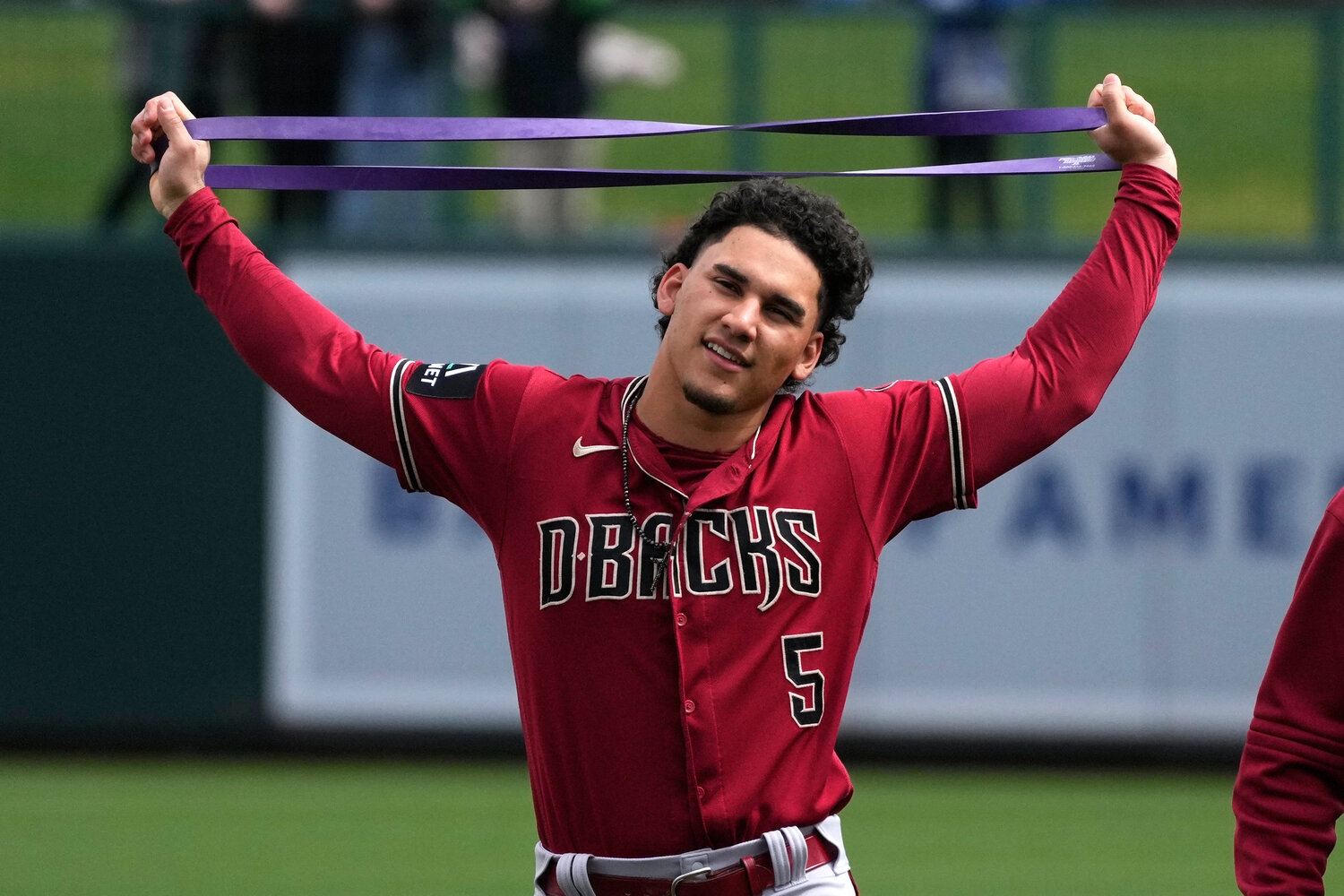 Diamondbacks’ outfielder Alek Thomas warms up prior to a spring training game on March 2, 2023, at Camelback Ranch-Glendale in Phoenix. Thomas will likely play against the Diamondbacks for one game this spring training when the D-backs face the Mexico national team on Tuesday, March 3 at Salt River Fields at Talking Stick. Though 2026 rosters have not been announced, Thomas was on the Mexico national team for the 2023 World Baseball Classic.