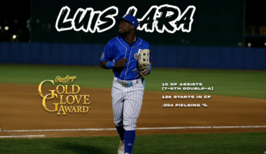 Luis Lara wins Minor League Baseball Rawlings Gold Glove Award