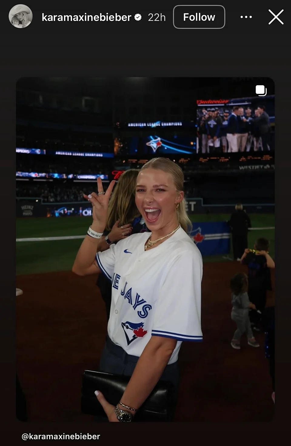  Kara Bieber celebrates her husband Shane and the Toronto Blue Jays on Instagram.