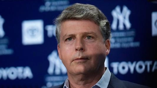 New York Yankees owner Hal Steinbrenner addressing the media.