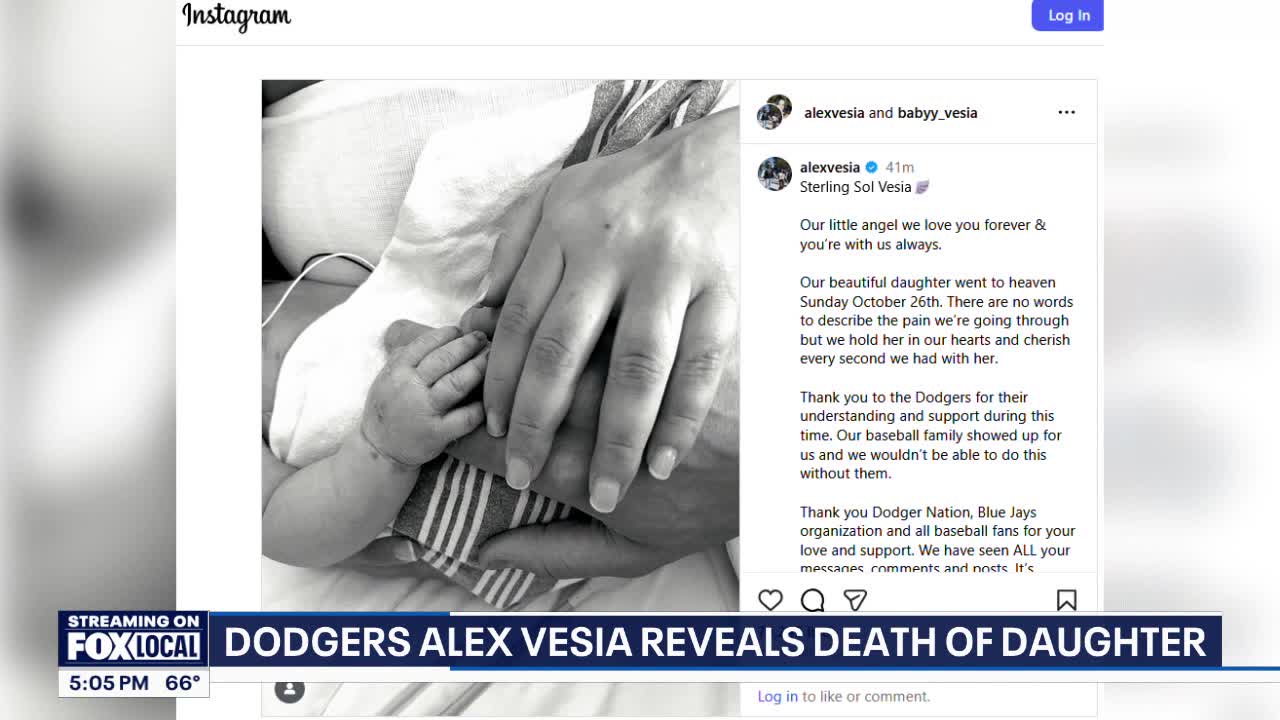 Alex Vesia, wife share news about baby