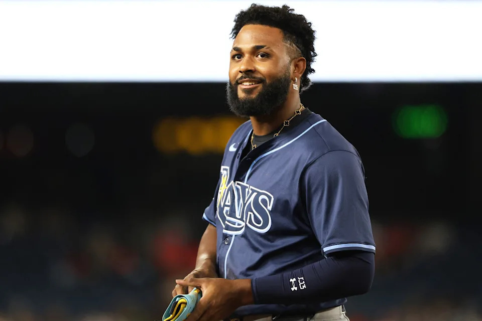 Tampa Bay Rays third baseman Junior Caminero (13)Mike Hewitt/Getty Images