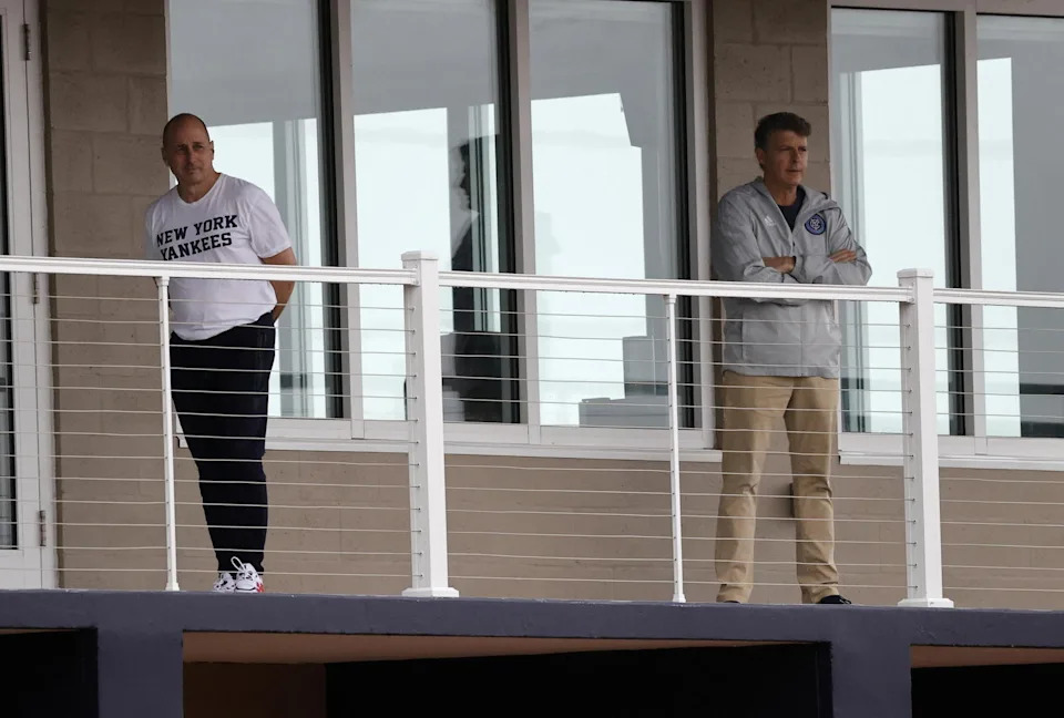 New York Yankees general manager Brian Cashman and owner Hal Steinbrenner. Credit:&nbsp;Kim Klement-Imagn Images.