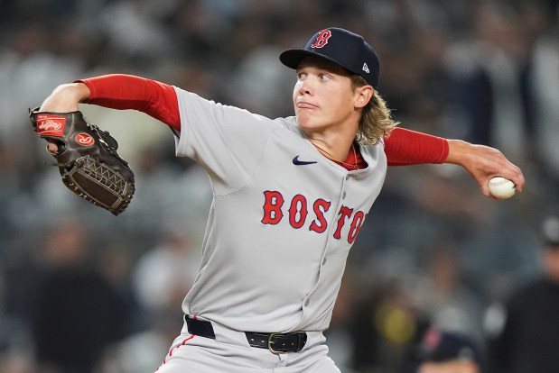 Boston Red Sox pitcher Connelly Early delivers against the New York Yankees during the first inning of Game 3 of an American League wild-card baseball playoff series, Thursday, Oct. 2, 2025, in New York. (AP Photo/Frank Franklin II)