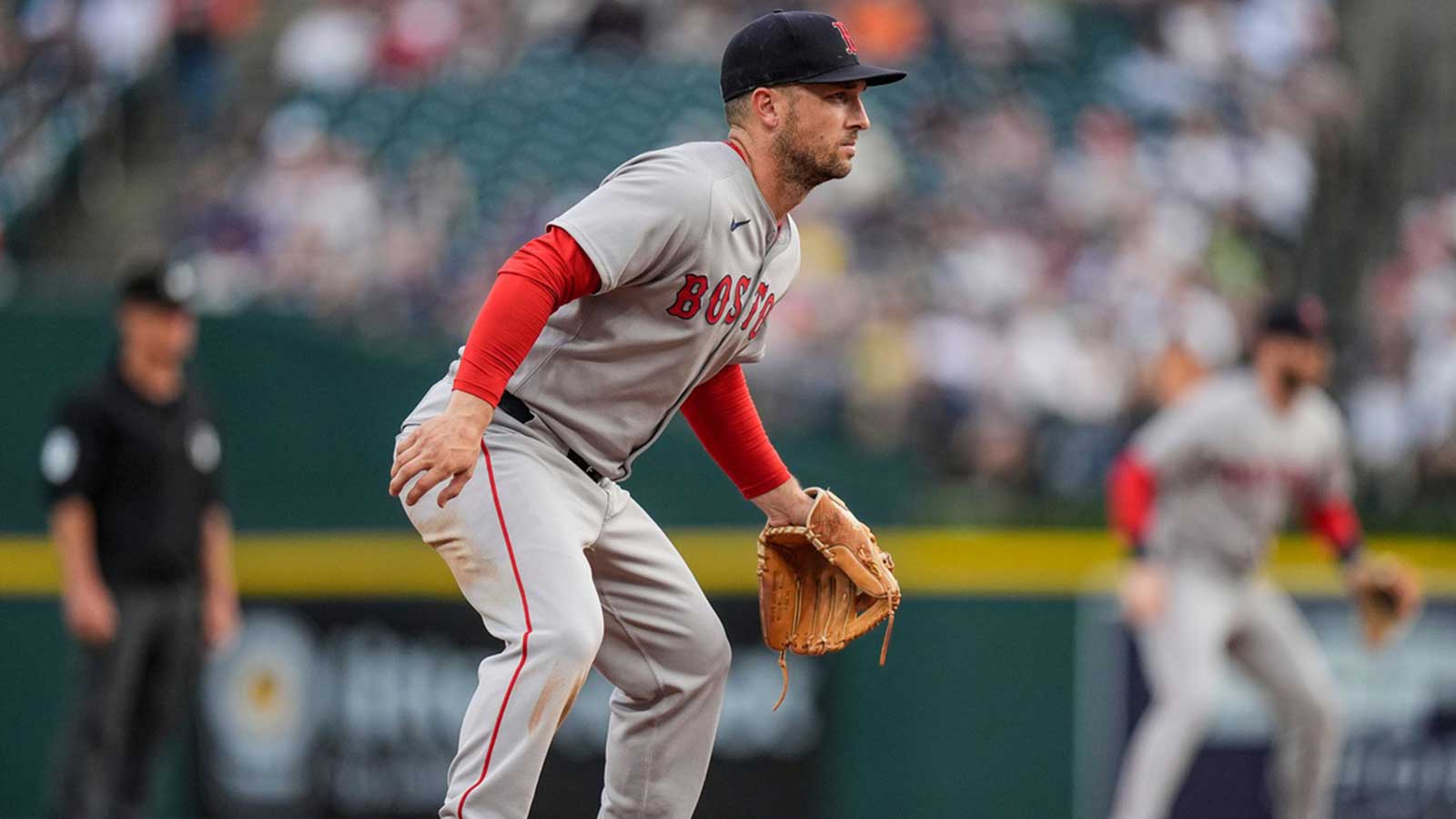 Boston Red Sox third baseman Alex Bregman fields his position against the Detroit Tigers at Comerica Park, May 14, 2025.