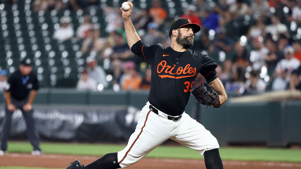 Baltimore Orioles pitcher Andrew Kittredge (39) throws during the ninth inning against the Detroit Tigers at Oriole Park at Camden Yards. 