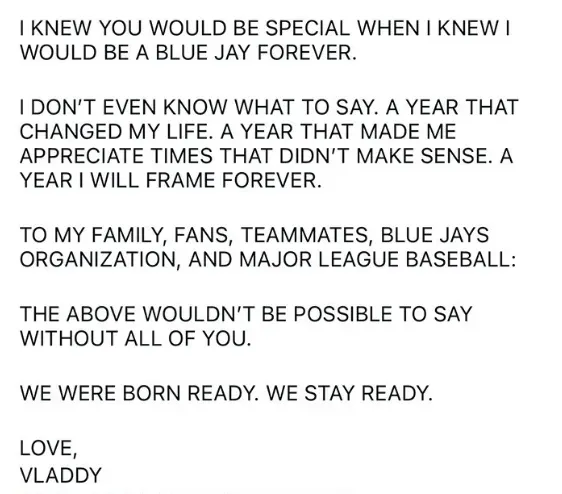 Guerreo Jr’s Instagram: @vladdyjr27