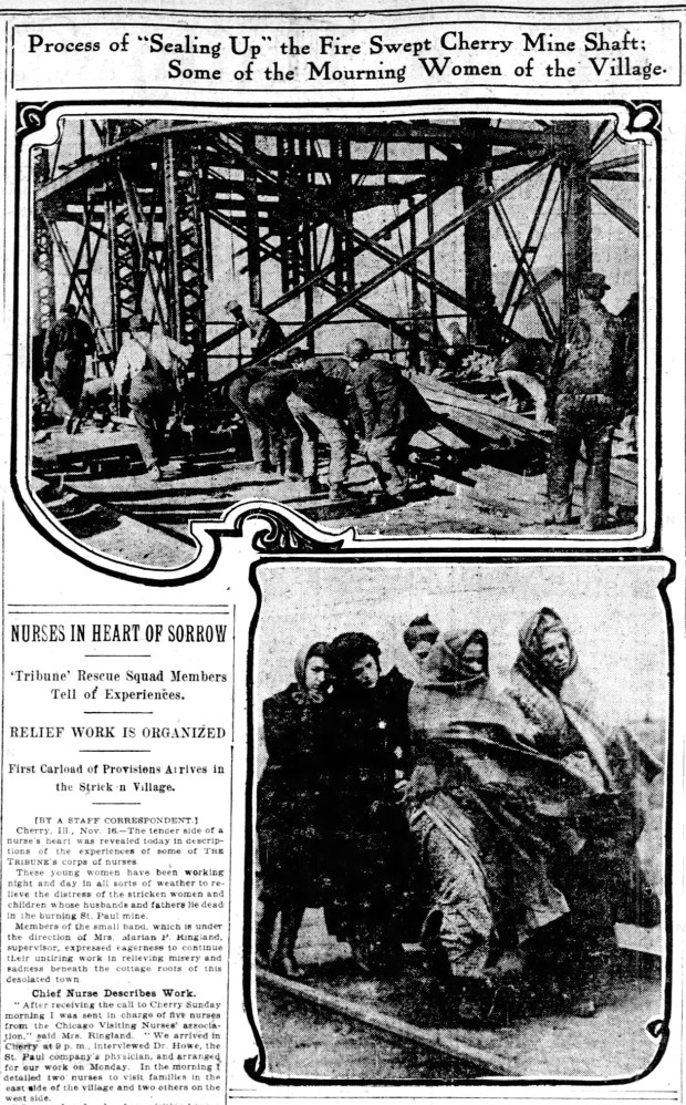 The Cherry Mine Fire, which killed 259 men and boys on Nov. 13, 1909 in the small town of Cherry, Illinois resulted in stricter safety regulations. (Chicago Tribune)