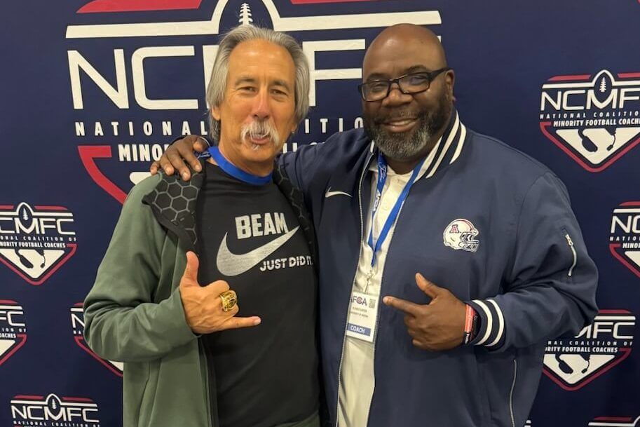 John Beam, left, and Alonzo Carter, right at a coaches convention.