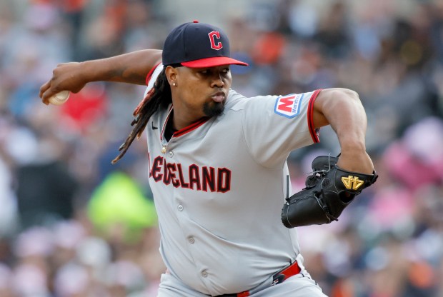 Luis Ortiz of the Cleveland Guardians pitches against the Detroit Tigers during the first inning at Comerica Park on May 24, 2025 in Detroit, Michigan. (Photo by Duane Burleson/Getty Images)