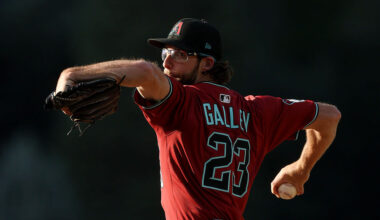 Zac Gallen #23 of the Arizona Diamondbacks...