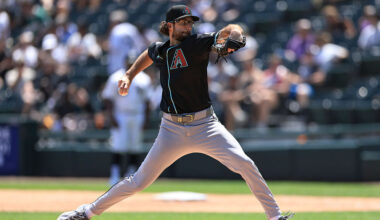 Zac Gallen #23 of the Arizona Diamondbacks...