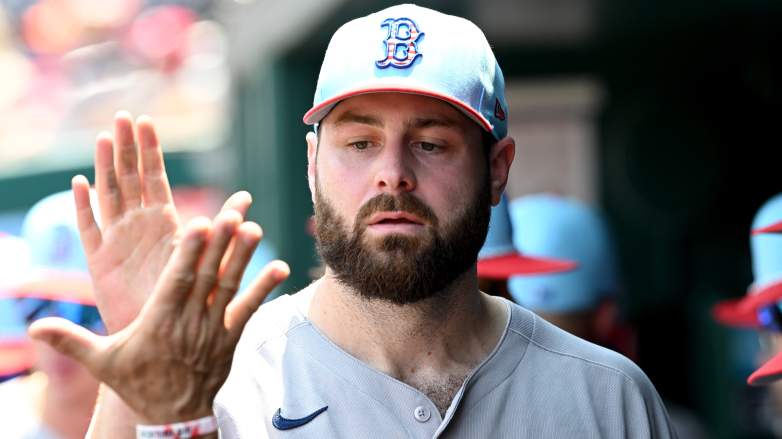WASHINGTON, DC - JULY 04: Lucas Giolito #54 of the Boston Red Sox celebrates with teammates after coming out of the game in the eighth inning against the Washington Nationals at Nationals Park on July 04, 2025 in Washington, DC. (Photo by Greg Fiume/Getty Images)